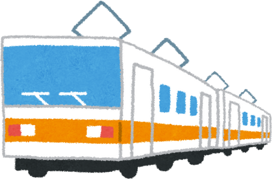 Hand-Drawn Illustration of a Blue and Orange Train