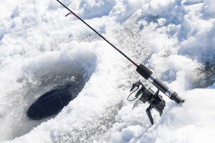 Ice Fishing Hole with Fishing Pole